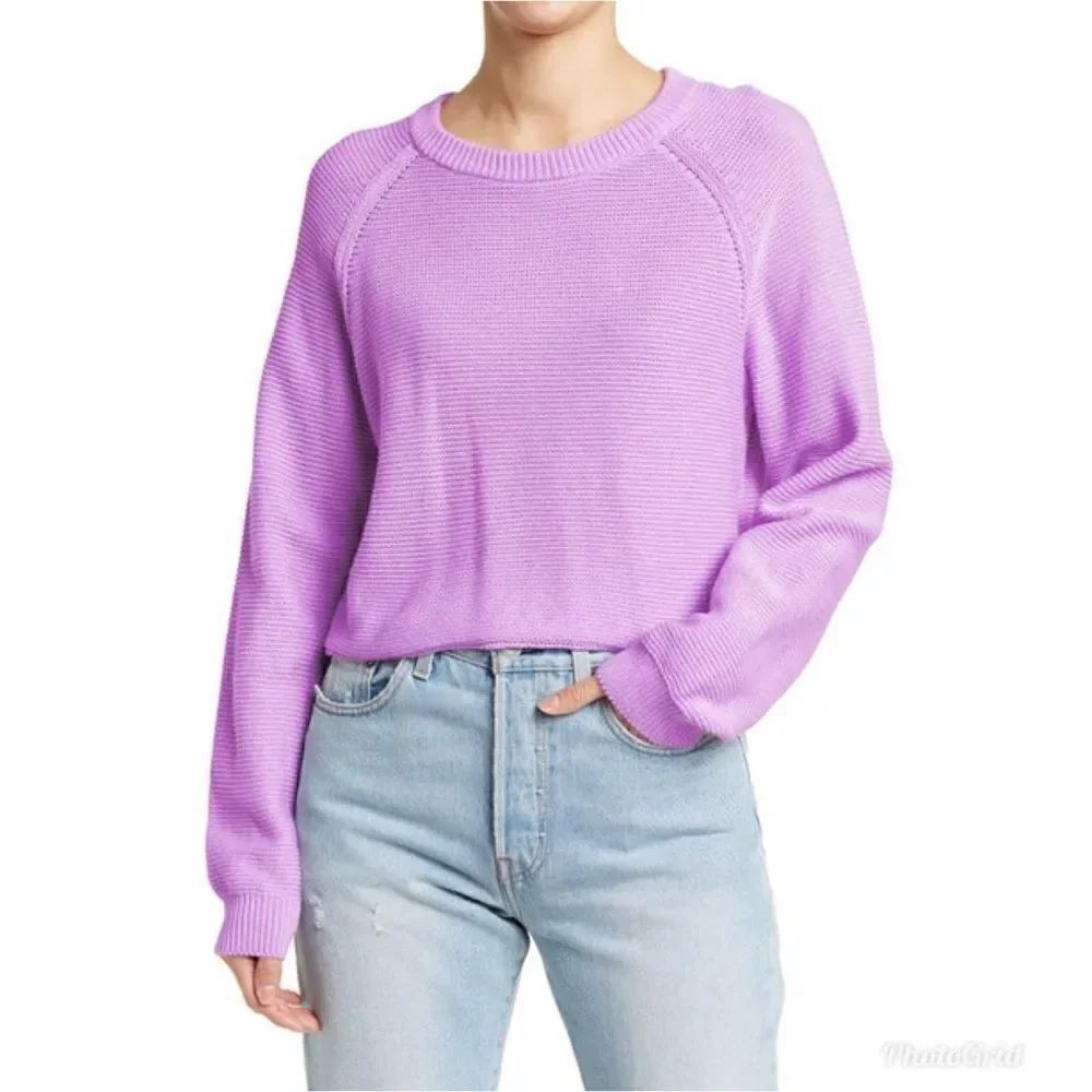 Abound Nordstrom Easy Summer Pullover Sweater Purple Bloom Waffle Knit Crewneck